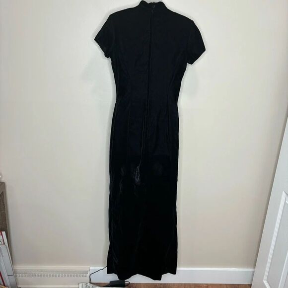 Jessica McClintock Gunne Sax Vintage Black Velour Gown Dress broach size 9/10 - Picture 4 of 9